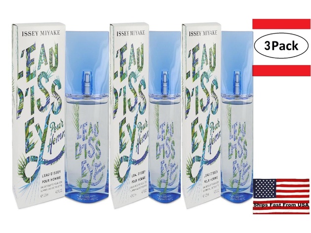 3 Pack Issey Miyake Summer Fragrance by Issey Miyake Eau L'ete Spray 2018 4.2 oz for Men