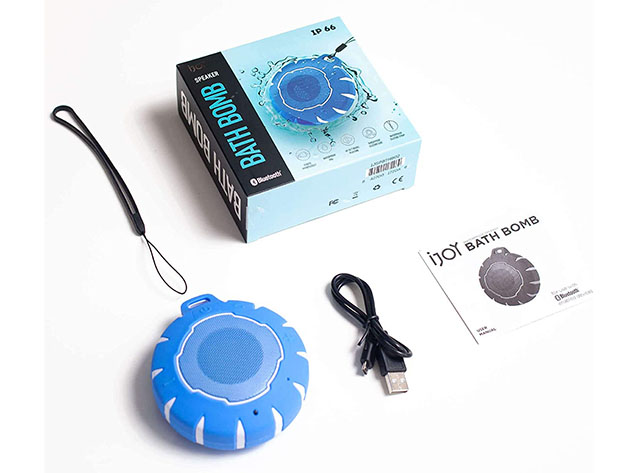 iJoy Bath Bomb Bluetooth Shower Speaker with Strap (Blue)