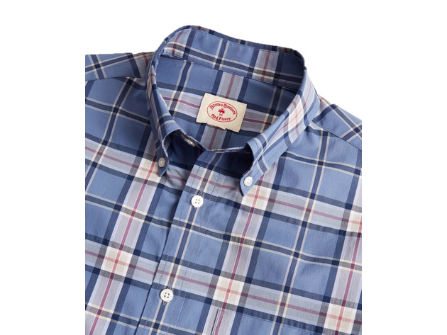 Brooks Brothers Men's Performance Series Plaid Poplin Shirt Blue Size Medium