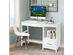 Costway 47.5'' Computer Desk Trestle Desk Writing Study Workstation w/ Shelf & 2 Drawers - White