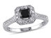 Enhanced Black and White Halo Princess Cut Diamond Engagement Ring 1/2 Carat (ctw) in 10K White Gold - 9.5