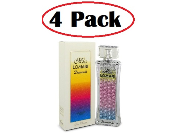 4 Pack of Miss Lomani Diamonds by Lomani Eau De Parfum Spray 3.3 oz
