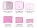 Travel Packing Bags & Storage Cubes: Set of 6 (Pink)