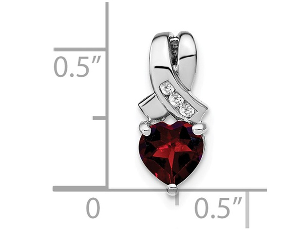 1.00 Carat (ctw) Heart Cut Garnet Pendant Necklace in Sterling Silver With Chain
