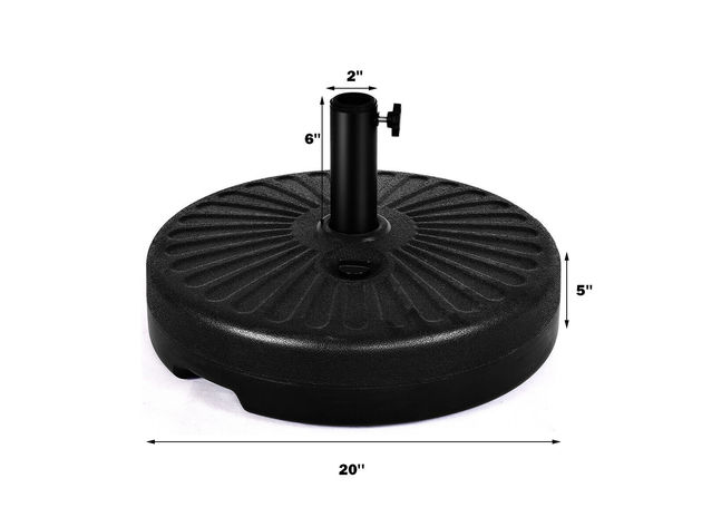 Costway 20'' Round 23L Water Filled Umbrella Base Stand Self-filled Patio Furniture Black