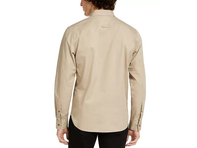 Sun + Stone Men's Adrian Workwear Shirt  Brown Size Large