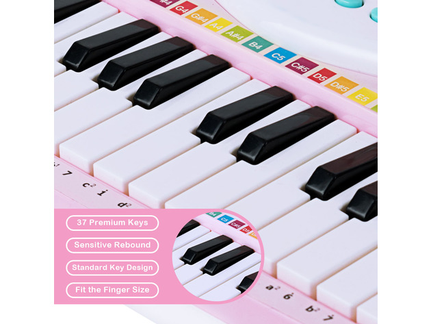 Costway 37-Key Toy Keyboard Piano Electronic Musical Instrument BluePink - Pink