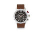 Breed Manuel Chronograph Leather-Band Watch w/Date - Brown/Silver