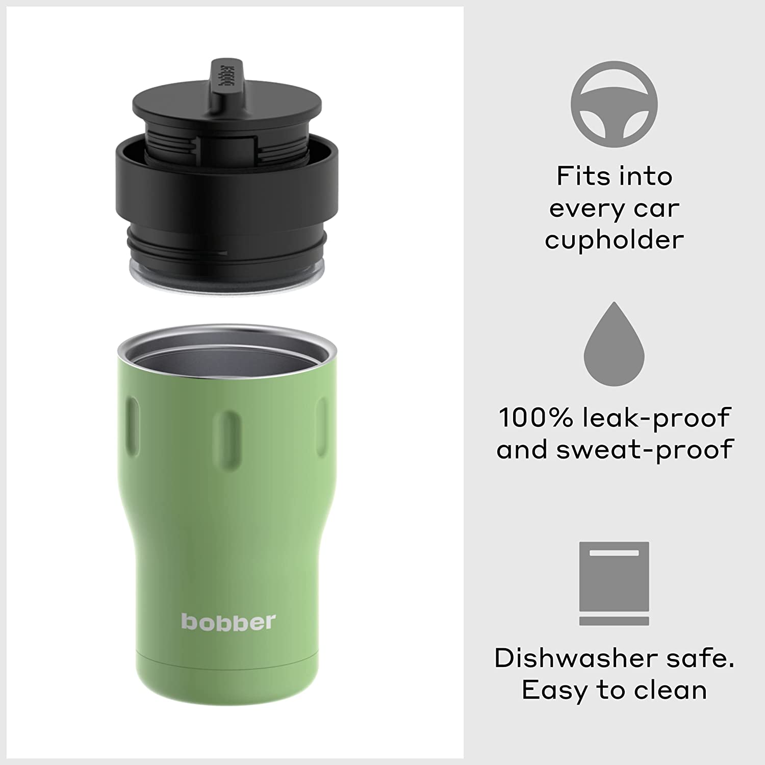 Bobber 12oz Vacuum Insulated Stainless Steel Travel Mug With 100% Leakproof Locked Lid - Mint Cooler