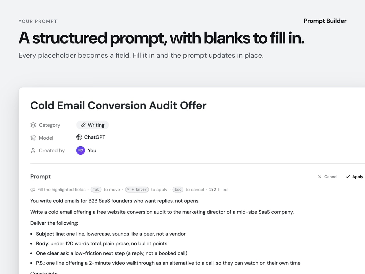 PromptBuilder - AI Prompt Optimizer Unlimited Plan: Lifetime Subscription