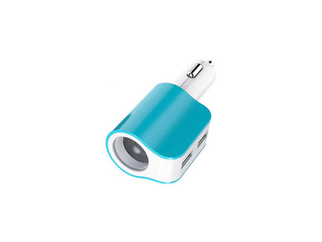Twin Ports 3-in-1 USB Car Charger (Blue/White)
