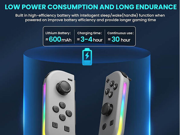 Wireless Controllers for Nintendo Switch with RGB Lights (Purple +