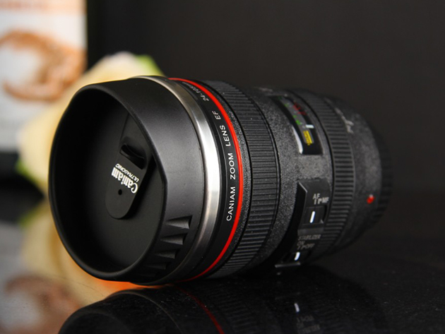 Self-Stirring Camera Lens Mug