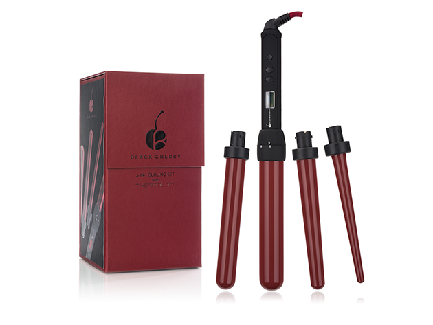 Black Cherry Professional 4-in-1 Curling Iron Set