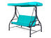 Costway Converting Outdoor Swing Canopy Hammock 3 Seats  Patio Deck Furniture Turquoise - Black/Turquoise