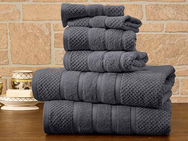 6-Piece Bibb Home 100% Egyptian Cotton Towel Set