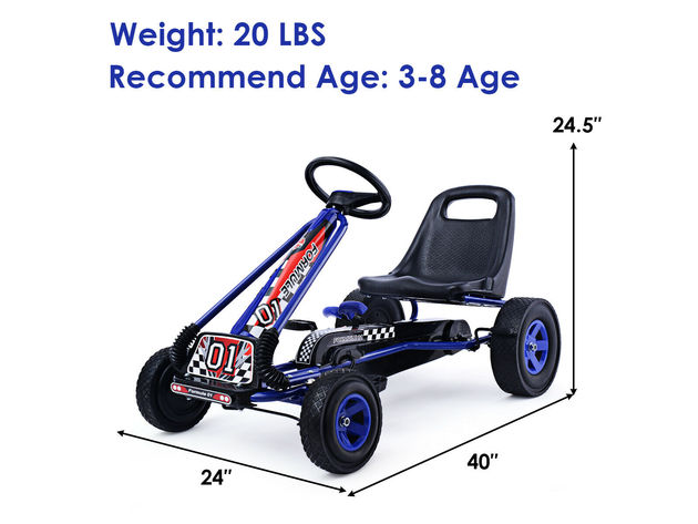 Costway 4 Wheels Kids Ride On Pedal Powered Bike Go Kart Racer Car Outdoor Play Toy - Blue