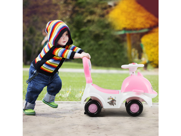 3-in-1Baby Walker Sliding Car Pushing Cart Toddler Ride On Toy w/ Sound GrayBlue - Pink