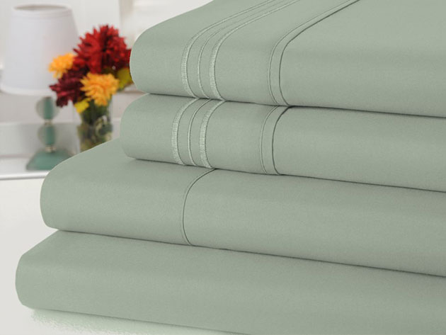 4-Piece Bamboo-Blend Comfort Luxury Sheet Set (Sage/Queen)
