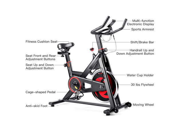 Goplus stationary exercise magnetic cycling bike shop 30lbs flywheel home gym cardio workout