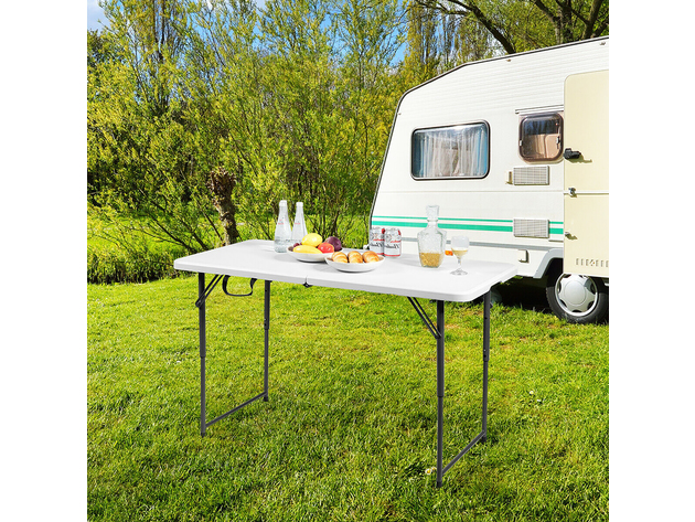 Costway 4ft Camping and Utility Folding Table Height Adjustable Indoor Outdoor - White