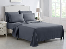 Kathy Ireland 6-Piece Brushed Microfiber Sheet Set (Dark Grey/King)