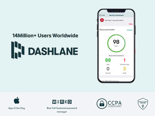 Dashlane Password Manager: 1-Yr Subscription (Family Plan)