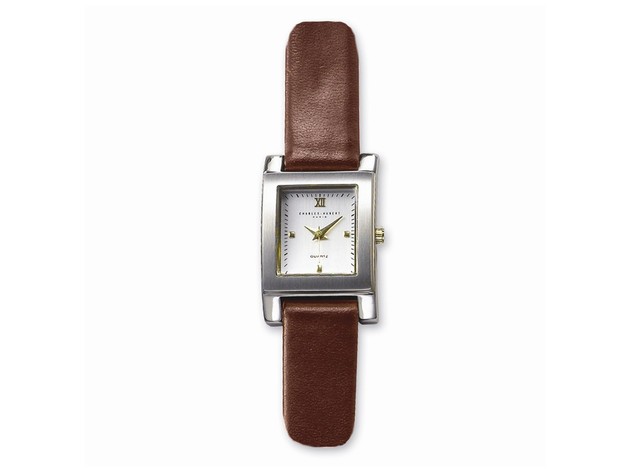 Charles Hubert Ladies Dark Brown Band White Dial 20mm Watch
