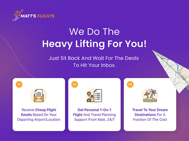 Matt's Flights Premium Plan (2-Yr Subscription) - Save up to 90% on Domestic & International flights