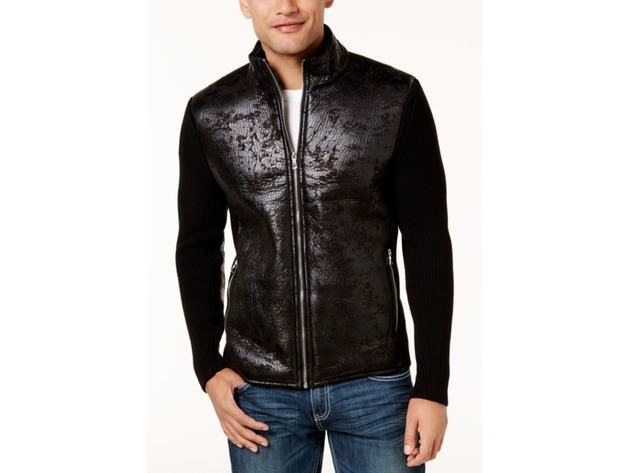 INC International Concepts Men's Textured Sweater Jacket Black Size Small