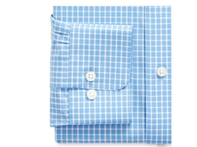 Raplh Lauren Men's UltraFlex Performance Stretch Mint Mini-Check Dress Shirt Blue Size 16.5x36-37