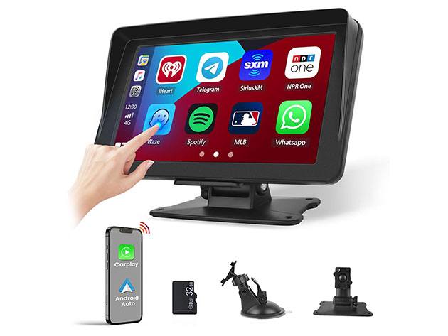 7" Wireless Car Display with Apple CarPlay & Android Auto Compatibility and Phone Mirroring