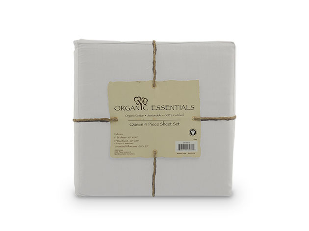 Organic Essentials Cotton 4-Piece Sheet Set (King/White)