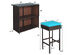Costway 3 Piece Patio Rattan Wicker Bar Table Stools Dining Set Cushioned Chairs Turquoise
