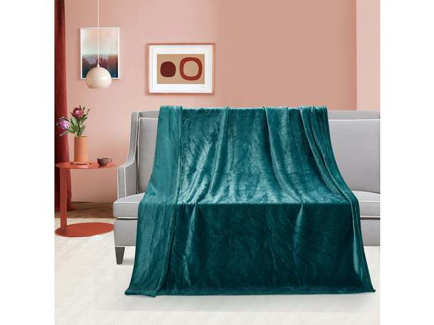 Teal Ruffle Throw Classic Solid Fleece Throw Teal | Joyus