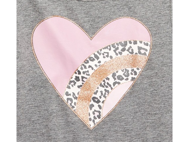 Epic Threads Toddler Girls Leopard Heart T-Shirt Grey Size Large