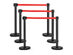 Costway 6Pcs Black Stanchion Posts Queue Pole Retractable Red Belt Crowd Control Barrier - Black and red