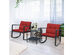 Costway 3-Piece Patio Wicker Bistro Furniture Set w/ 2 Rocking Chairs, Glass Side Table, Cushions - Red