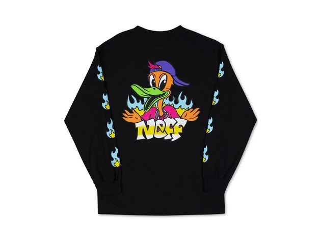 Neff Men's Duck Flames Logo Graphic T-Shirt Black Size X-Large