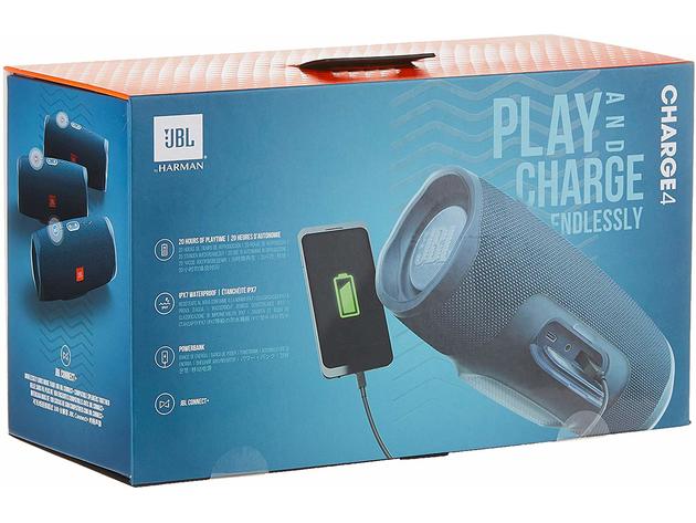 JBL Charge 4 Waterproof 7800mAh Portable Rechargeable Bluetooth Speaker - Blue (Refurbished, Open Retail Box)