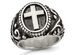 Mens Antiqued Stainless Steel Ring with Cross - 12