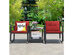 Costway 3-Piece Patio Wicker Bistro Furniture Set w/ 2 Rocking Chairs, Glass Side Table, Cushions - Red