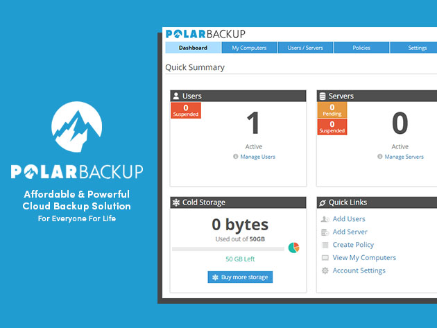 Polarbackup Unlimited Cloud Backup Storage: 2-Yr Subscription