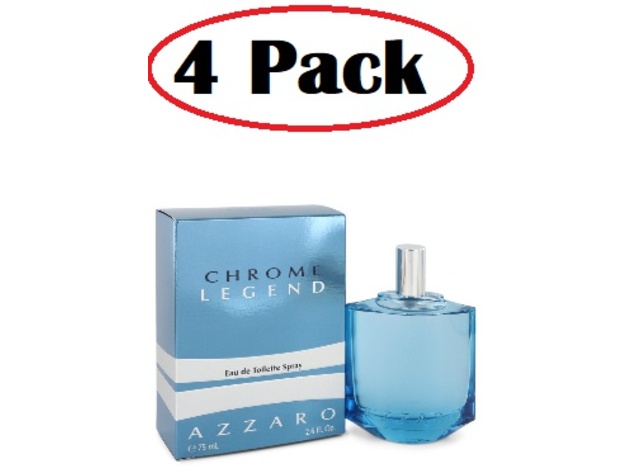 4 Pack of Chrome Legend by Azzaro Eau De Toilette Spray 2.6 oz