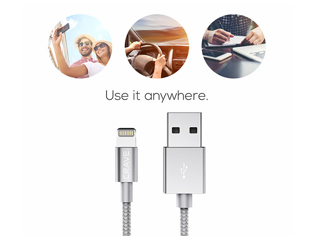 Crave 4Ft Lightning to USB Cable (Silver)