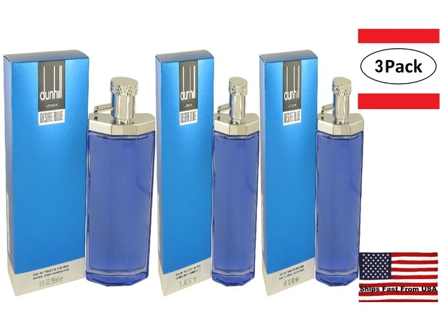 3 Pack Desire Blue by Alfred Dunhill Eau De Toilette Spray 5 oz for Men
