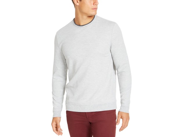 Tasso Elba Men's Crossover Sweater Gray Size Small