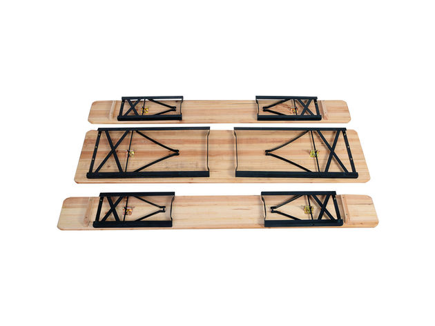 Costway 3 Piece Beer Table Bench Set Folding Wooden Top Picnic Table Patio Garden 