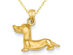 14K Yellow Gold Diamond-Cut Dachshund Dog Pendant Necklace with Chain