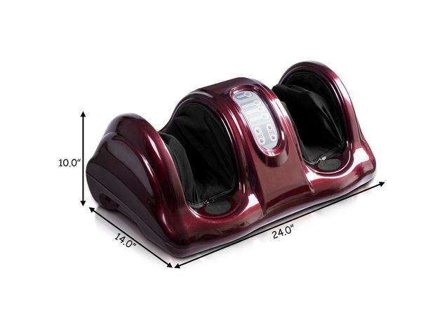 Costway Shiatsu Foot Massager Kneading and Rolling Leg Calf Ankle w/Remote - Burgundy